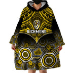 Richmond Football Wearable Blanket Hoodie Tigers Aboriginal Mix Polynesian Pattern LT14