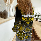 Richmond Football Women Casual Shirt Tigers Aboriginal Mix Polynesian Pattern LT14