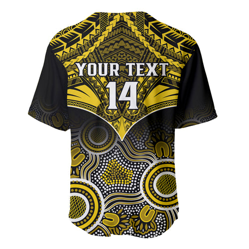 Personalised Richmond Football Baseball Jersey Tigers Aboriginal Mix Polynesian Pattern LT14
