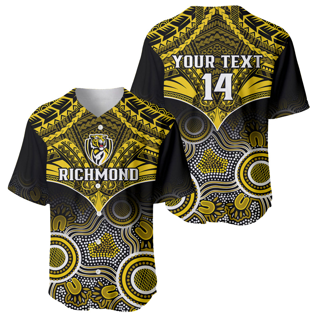 Personalised Richmond Football Baseball Jersey Tigers Aboriginal Mix Polynesian Pattern LT14