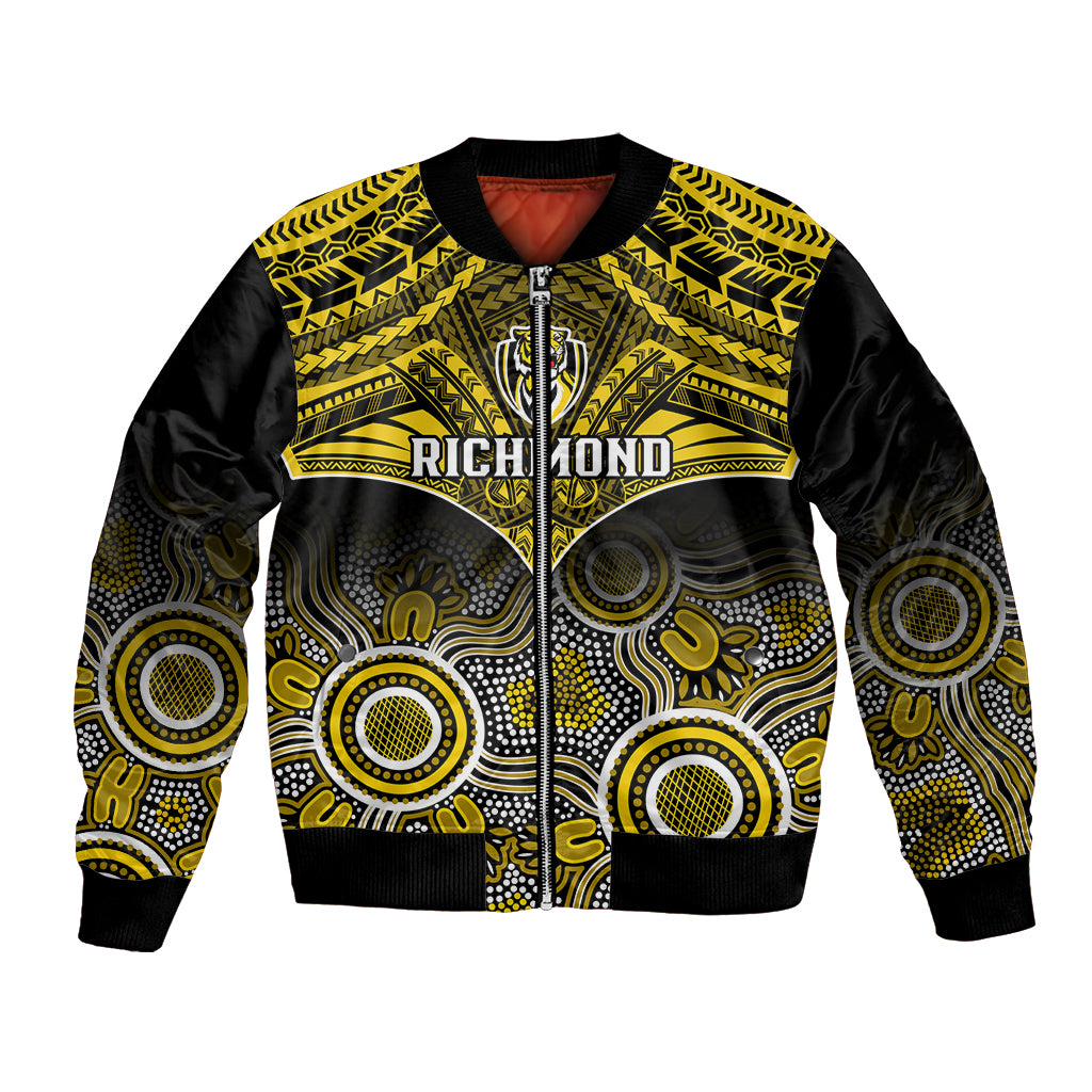 Personalised Richmond Football Bomber Jacket Tigers Aboriginal Mix Polynesian Pattern LT14