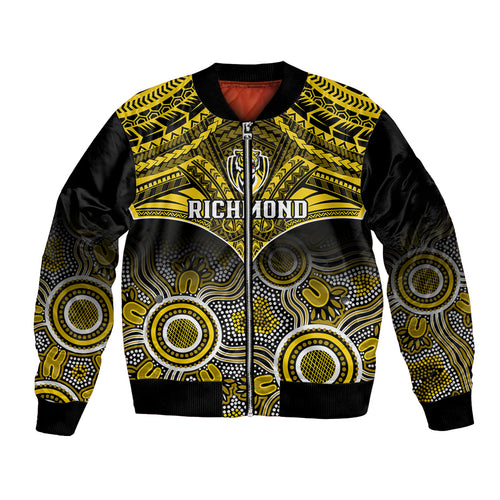 Personalised Richmond Football Bomber Jacket Tigers Aboriginal Mix Polynesian Pattern LT14