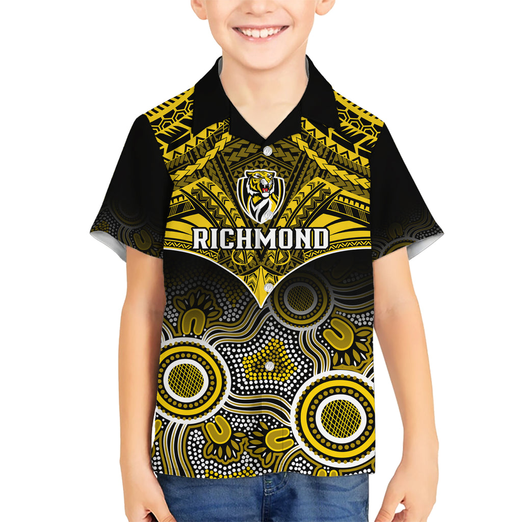 Personalised Richmond Football Hawaiian Shirt Tigers Aboriginal Mix Polynesian Pattern LT14