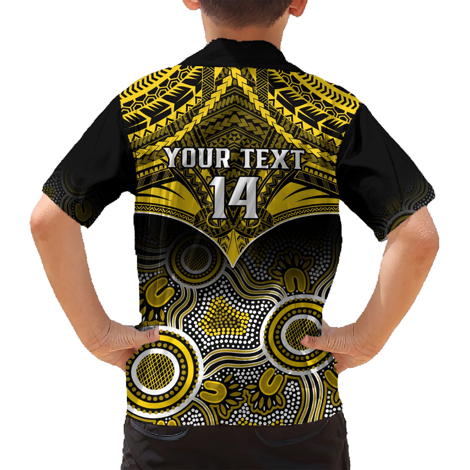 Personalised Richmond Football Hawaiian Shirt Tigers Aboriginal Mix Polynesian Pattern LT14