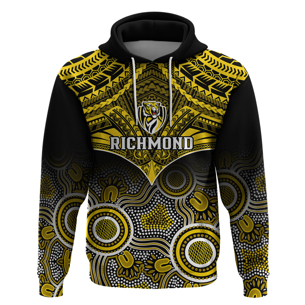 Personalised Richmond Football Hoodie Tigers Aboriginal Mix Polynesian Pattern LT14