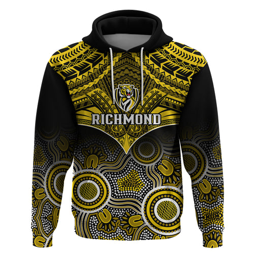 Personalised Richmond Football Hoodie Tigers Aboriginal Mix Polynesian Pattern LT14