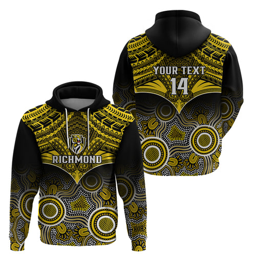 Personalised Richmond Football Hoodie Tigers Aboriginal Mix Polynesian Pattern LT14