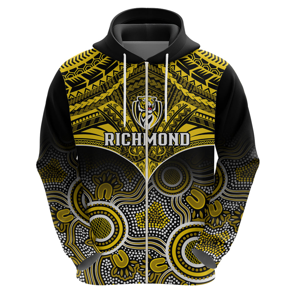 Personalised Richmond Football Hoodie Tigers Aboriginal Mix Polynesian Pattern LT14
