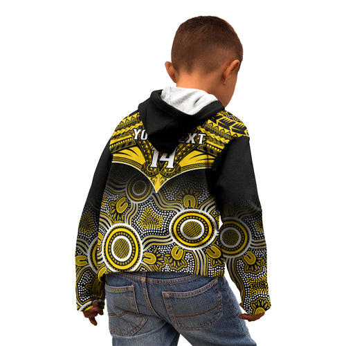 Personalised Richmond Football Kid Hoodie Tigers Aboriginal Mix Polynesian Pattern LT14