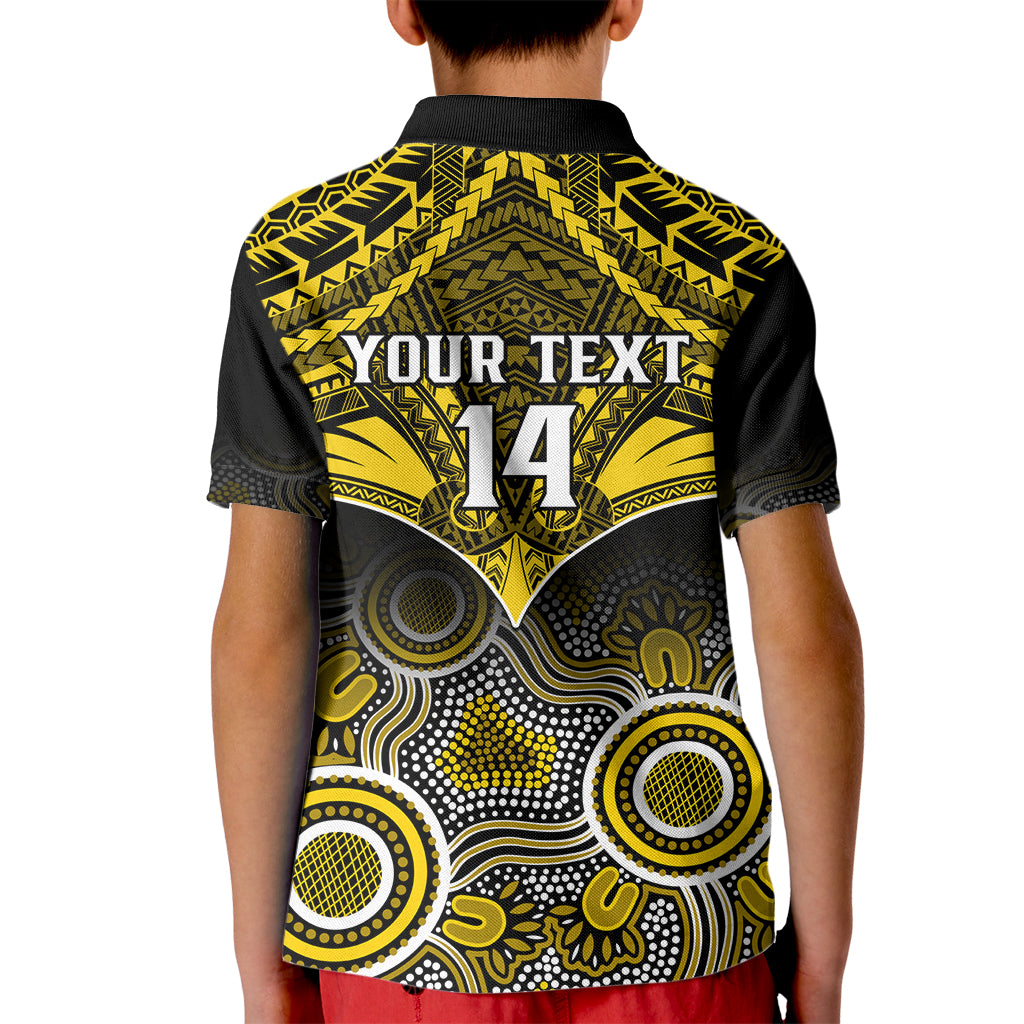 Personalised Richmond Football Kid Polo Shirt Tigers Aboriginal Mix Polynesian Pattern LT14