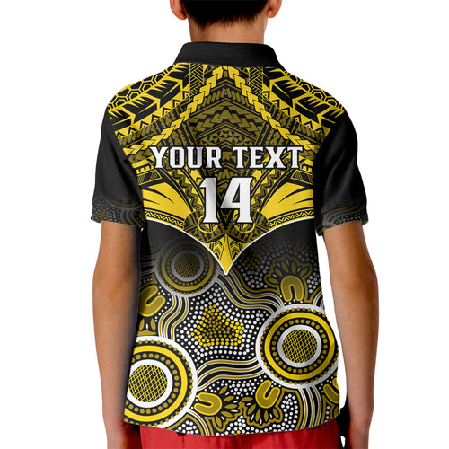 Personalised Richmond Football Kid Polo Shirt Tigers Aboriginal Mix Polynesian Pattern LT14