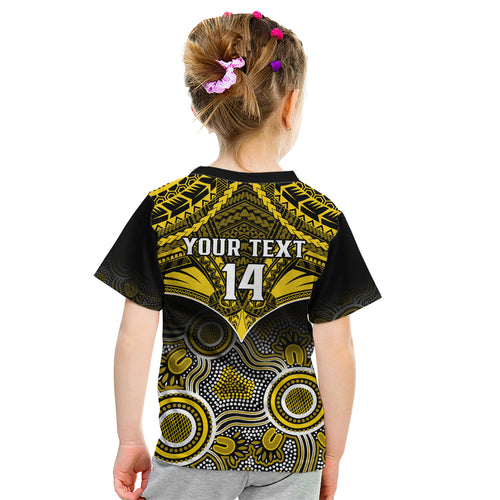 Personalised Richmond Football Kid T Shirt Tigers Aboriginal Mix Polynesian Pattern LT14
