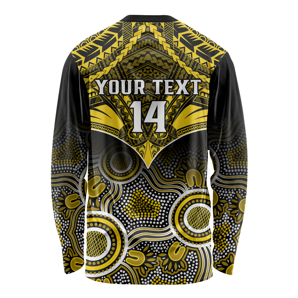 Personalised Richmond Football Long Sleeve Shirt Tigers Aboriginal Mix Polynesian Pattern LT14