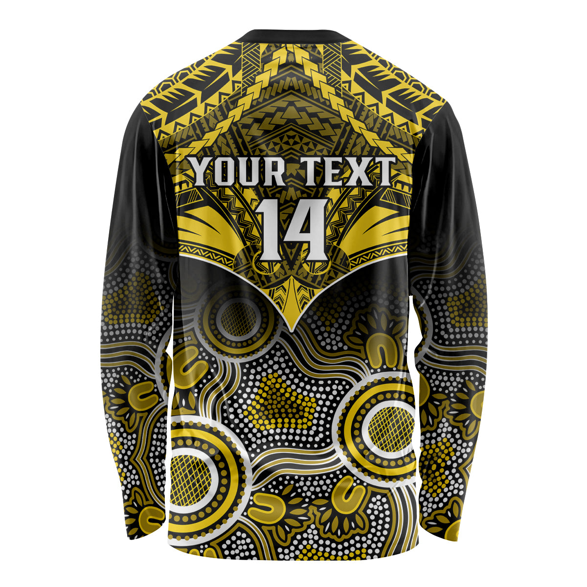 Personalised Richmond Football Long Sleeve Shirt Tigers Aboriginal Mix Polynesian Pattern LT14