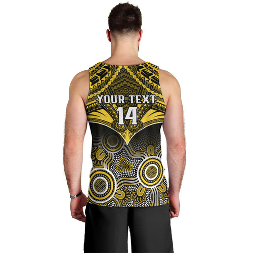 Personalised Richmond Football Men Tank Top Tigers Aboriginal Mix Polynesian Pattern LT14