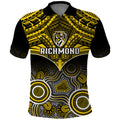 Personalised Richmond Football Polo Shirt Tigers Aboriginal Mix Polynesian Pattern LT14