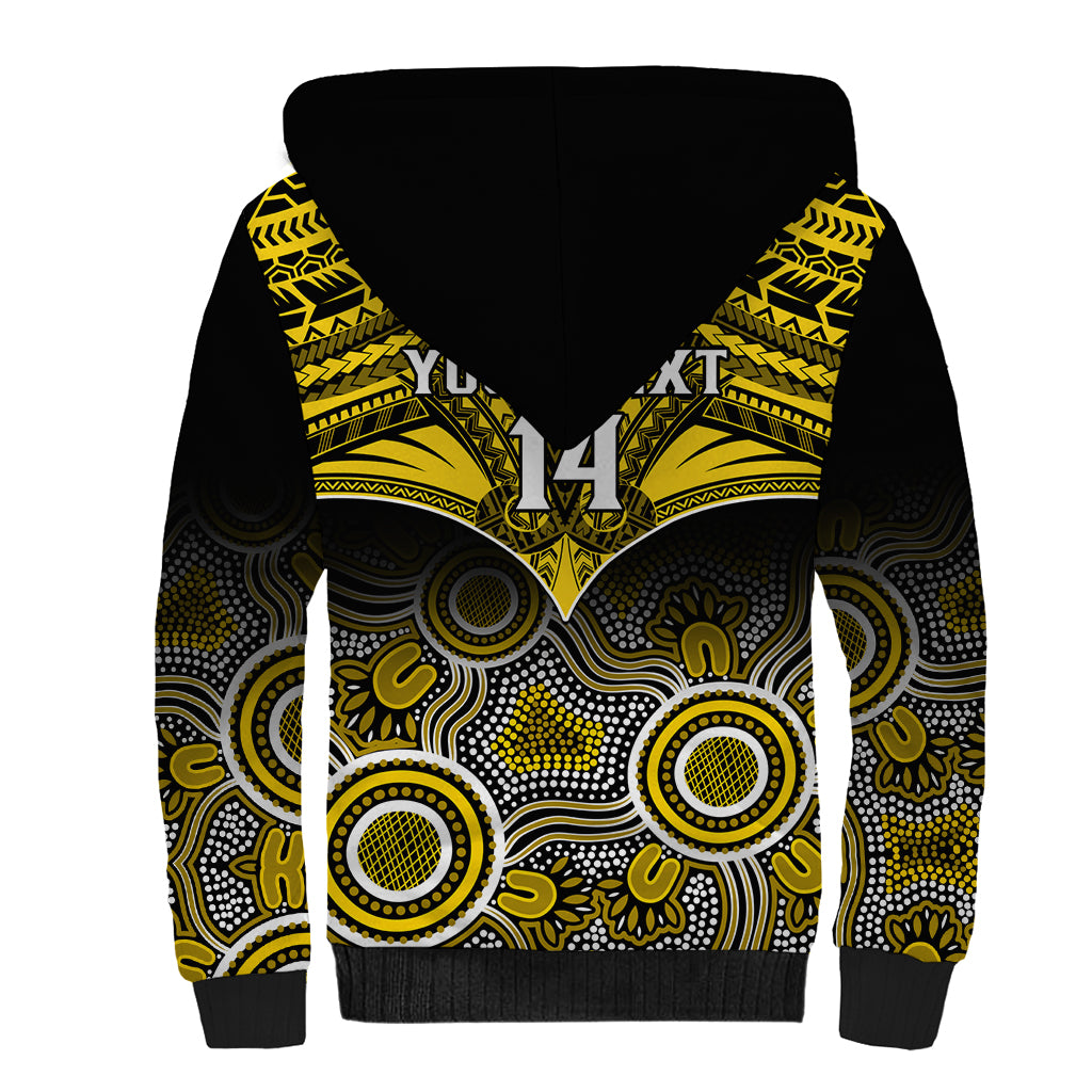 Personalised Richmond Football Sherpa Hoodie Tigers Aboriginal Mix Polynesian Pattern LT14