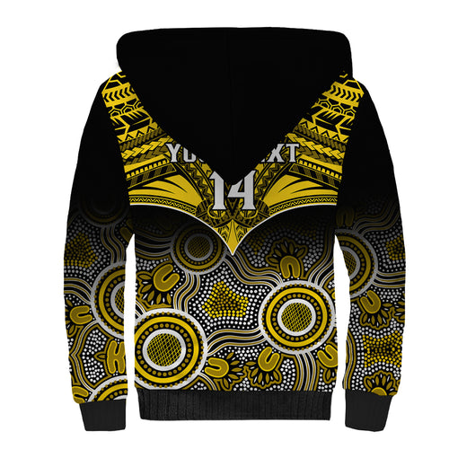 Personalised Richmond Football Sherpa Hoodie Tigers Aboriginal Mix Polynesian Pattern LT14