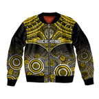 Personalised Richmond Football Sleeve Zip Bomber Jacket Tigers Aboriginal Mix Polynesian Pattern LT14