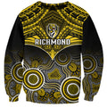 Personalised Richmond Football Sweatshirt Tigers Aboriginal Mix Polynesian Pattern LT14