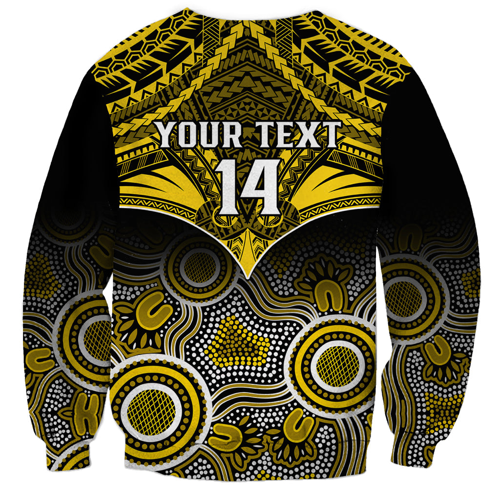 Personalised Richmond Football Sweatshirt Tigers Aboriginal Mix Polynesian Pattern LT14