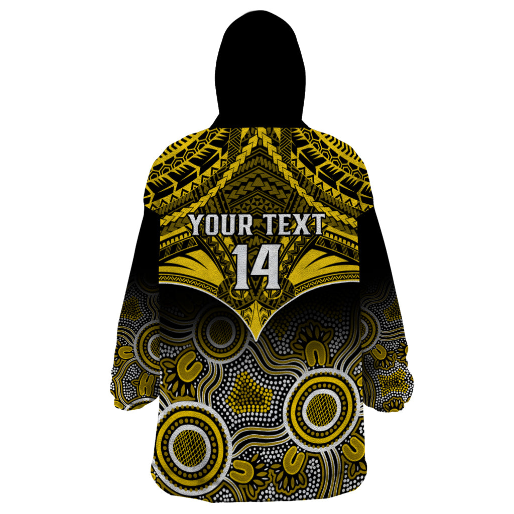 Personalised Richmond Football Wearable Blanket Hoodie Tigers Aboriginal Mix Polynesian Pattern LT14