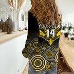 Personalised Richmond Football Women Casual Shirt Tigers Aboriginal Mix Polynesian Pattern LT14