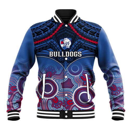 Bulldogs Football Baseball Jacket Doggies Aboriginal Mix Polynesian Pattern LT14