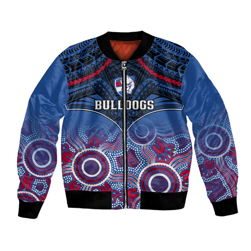 Bulldogs Football Bomber Jacket Doggies Aboriginal Mix Polynesian Pattern LT14