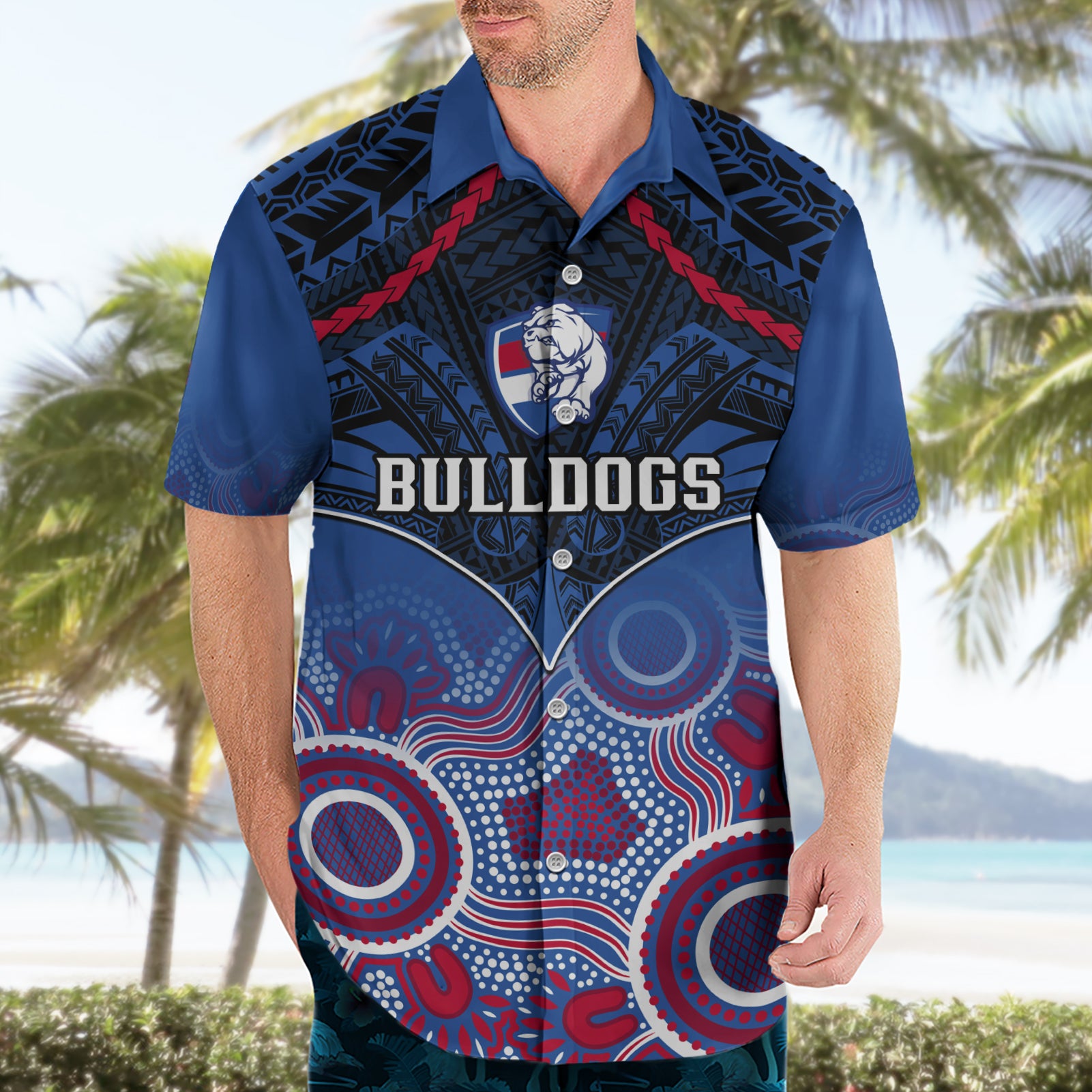 Bulldogs Football Hawaiian Shirt Doggies Aboriginal Mix Polynesian Pattern LT14