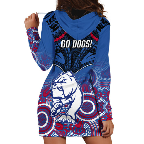 Bulldogs Football Hoodie Dress Doggies Aboriginal Mix Polynesian Pattern LT14