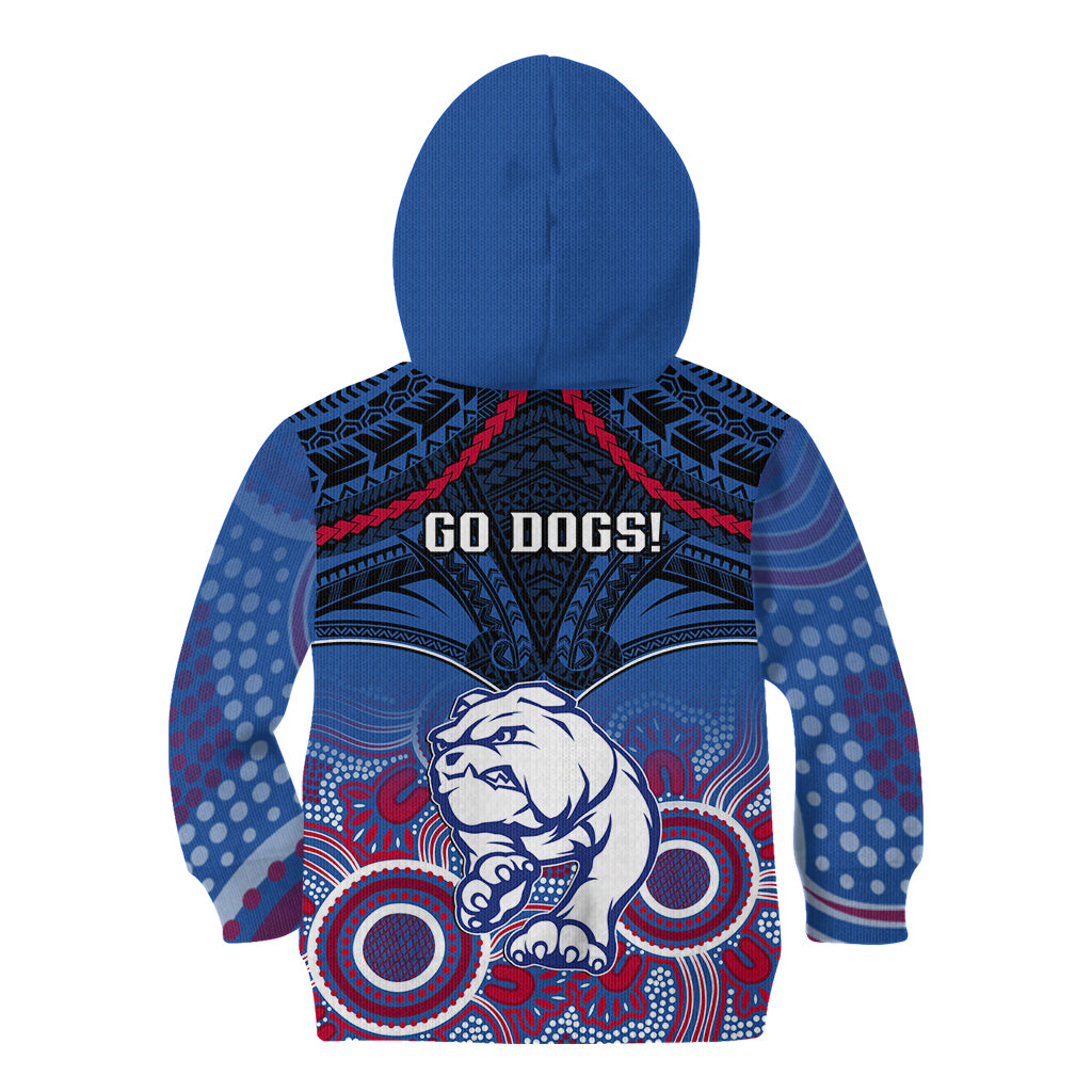 Bulldogs Football Kid Hoodie Doggies Aboriginal Mix Polynesian Pattern LT14