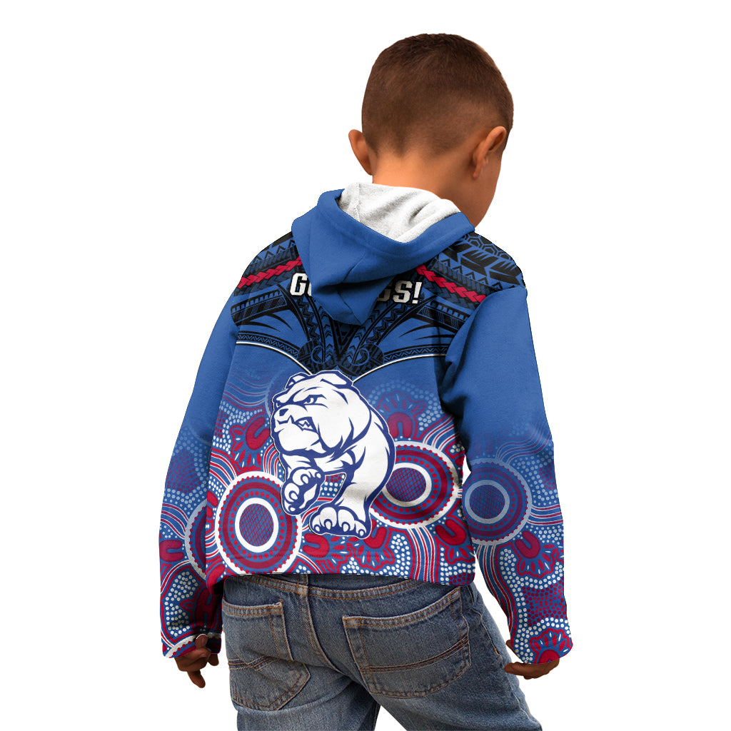 Bulldogs Football Kid Hoodie Doggies Aboriginal Mix Polynesian Pattern LT14