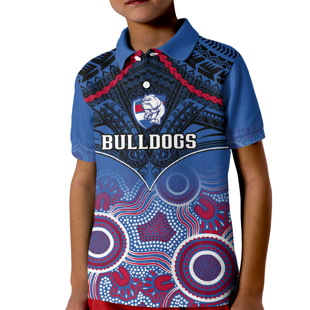 Bulldogs Football Kid Polo Shirt Doggies Aboriginal Mix Polynesian Pattern LT14