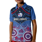 Bulldogs Football Kid Polo Shirt Doggies Aboriginal Mix Polynesian Pattern LT14