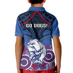 Bulldogs Football Kid Polo Shirt Doggies Aboriginal Mix Polynesian Pattern LT14