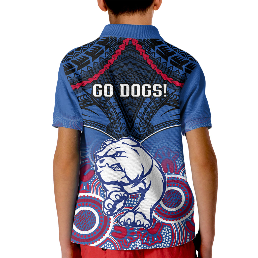 Bulldogs Football Kid Polo Shirt Doggies Aboriginal Mix Polynesian Pattern LT14