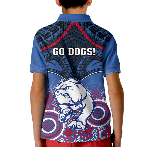 Bulldogs Football Kid Polo Shirt Doggies Aboriginal Mix Polynesian Pattern LT14