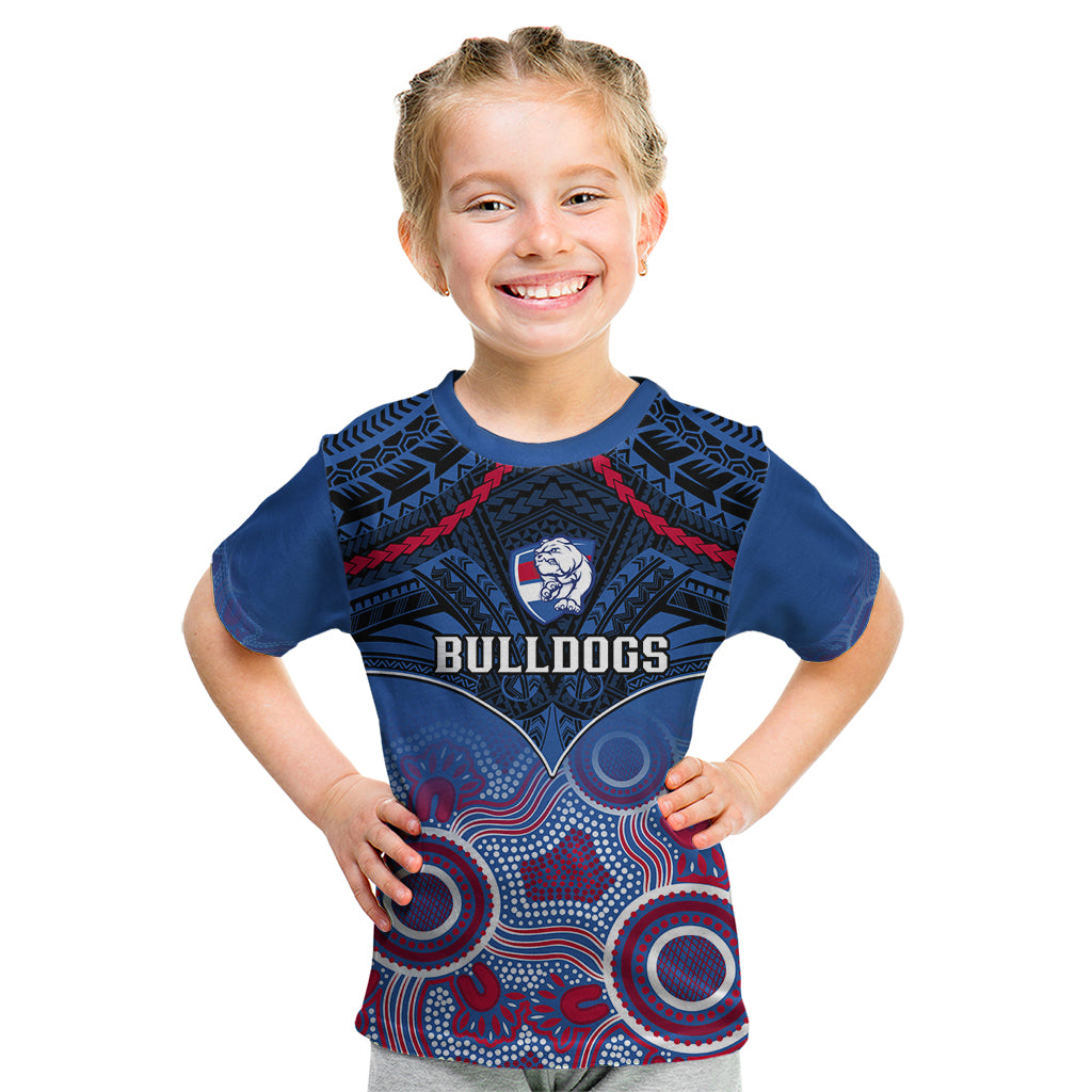 Bulldogs Football Kid T Shirt Doggies Aboriginal Mix Polynesian Pattern LT14