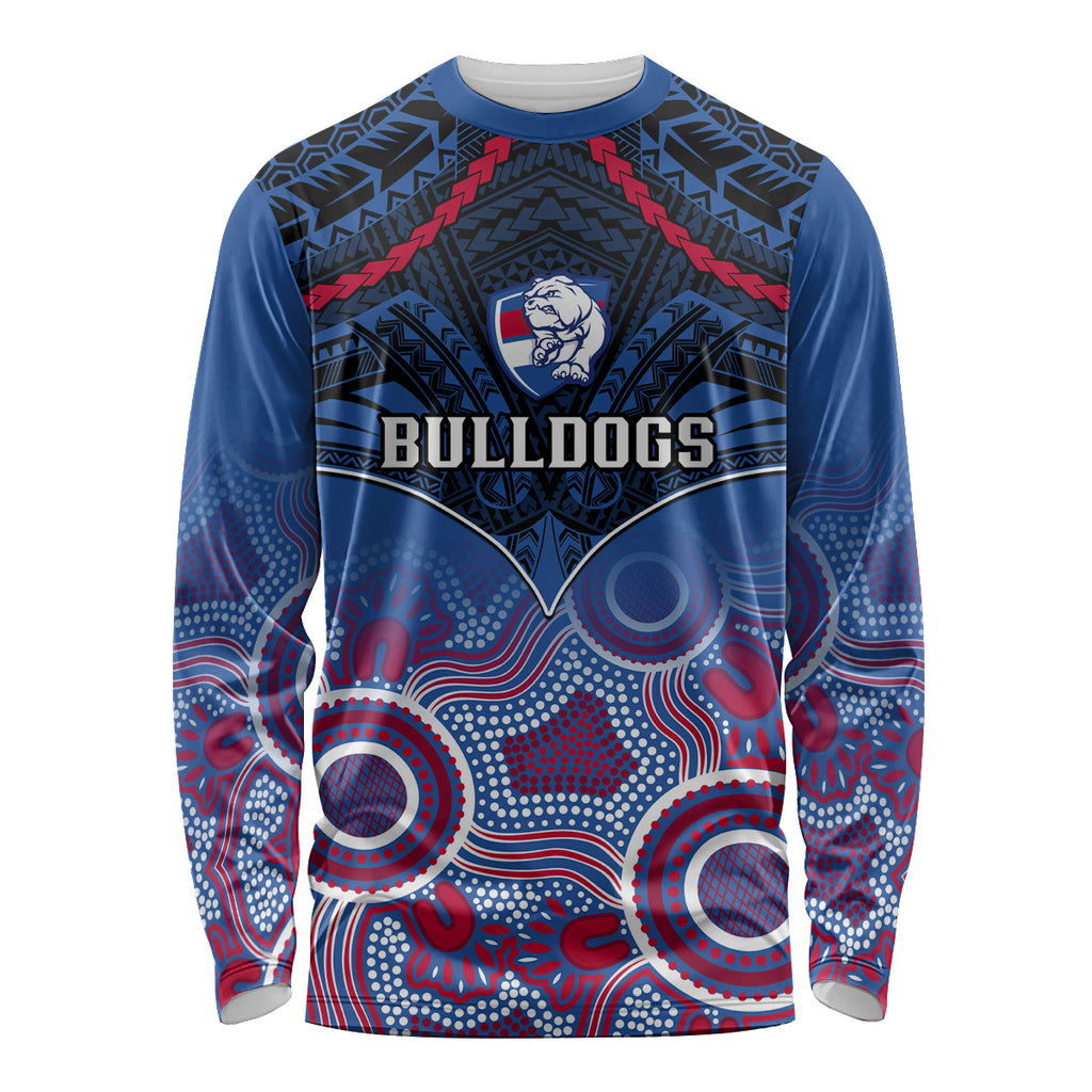 Bulldogs Football Long Sleeve Shirt Doggies Aboriginal Mix Polynesian Pattern LT14