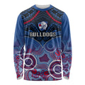 Bulldogs Football Long Sleeve Shirt Doggies Aboriginal Mix Polynesian Pattern LT14