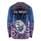 Bulldogs Football Long Sleeve Shirt Doggies Aboriginal Mix Polynesian Pattern LT14