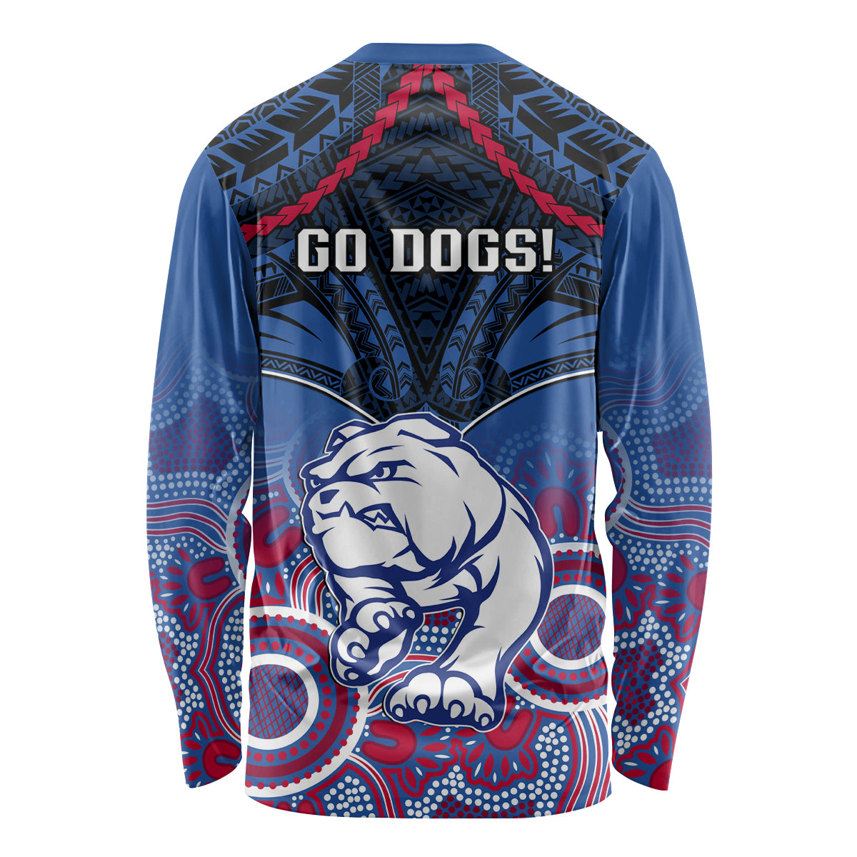Bulldogs Football Long Sleeve Shirt Doggies Aboriginal Mix Polynesian Pattern LT14