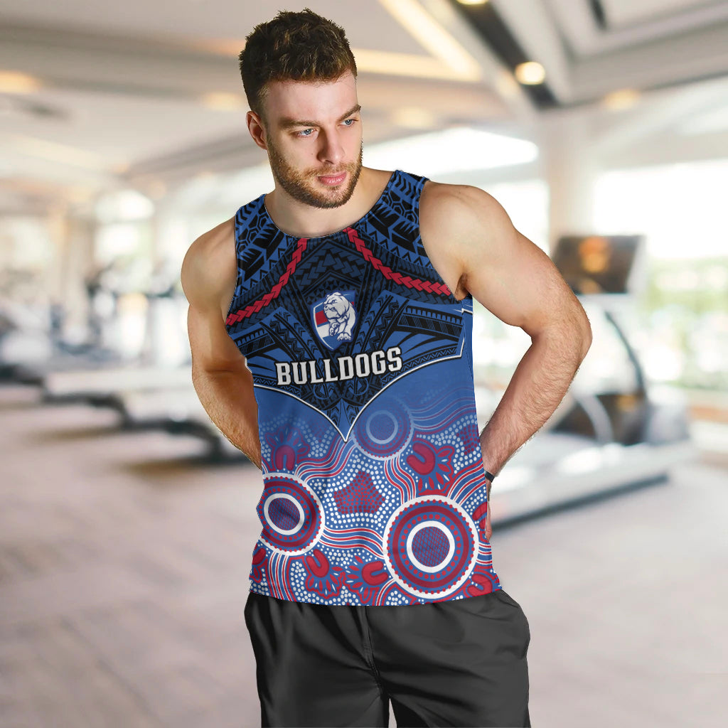 Bulldogs Football Men Tank Top Doggies Aboriginal Mix Polynesian Pattern LT14