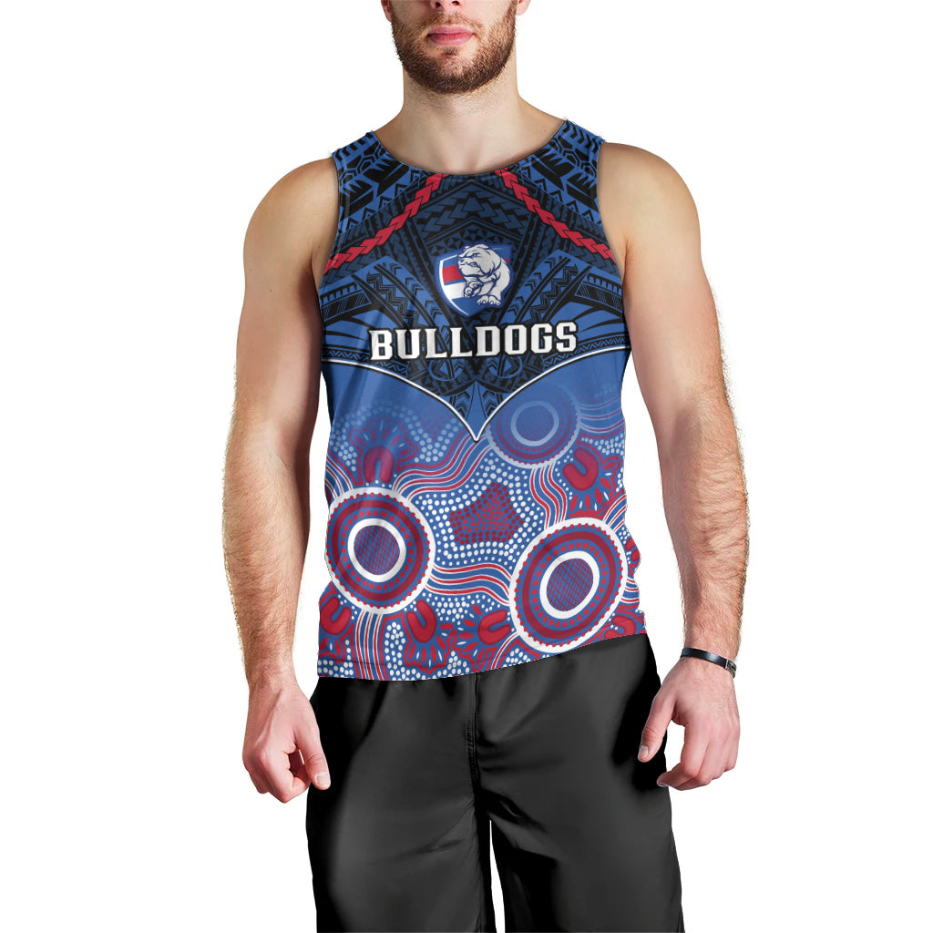 Bulldogs Football Men Tank Top Doggies Aboriginal Mix Polynesian Pattern LT14