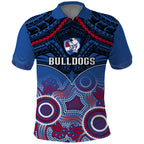 Bulldogs Football Polo Shirt Doggies Aboriginal Mix Polynesian Pattern LT14