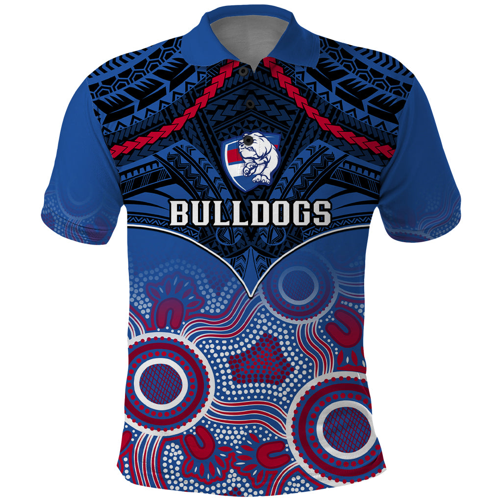 Bulldogs Football Polo Shirt Doggies Aboriginal Mix Polynesian Pattern LT14