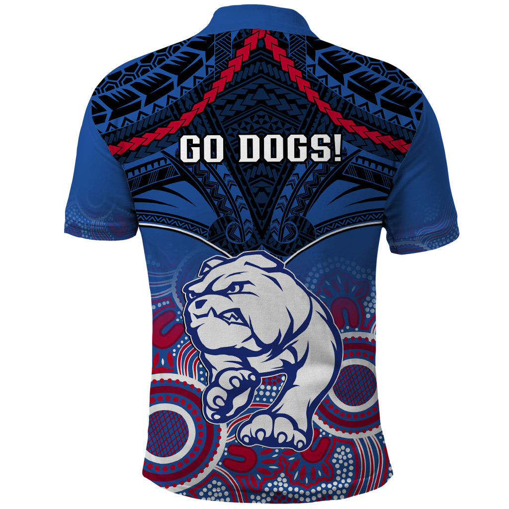 Bulldogs Football Polo Shirt Doggies Aboriginal Mix Polynesian Pattern LT14