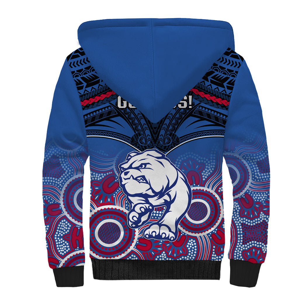 Bulldogs Football Sherpa Hoodie Doggies Aboriginal Mix Polynesian Pattern LT14
