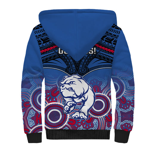Bulldogs Football Sherpa Hoodie Doggies Aboriginal Mix Polynesian Pattern LT14